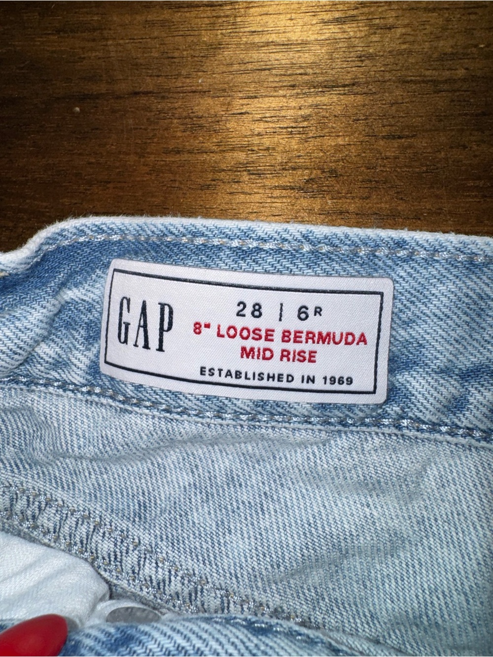 GAP loose Distressed Bermuda mid rise blue distressed Jean Shorts - Picture 4 of 10